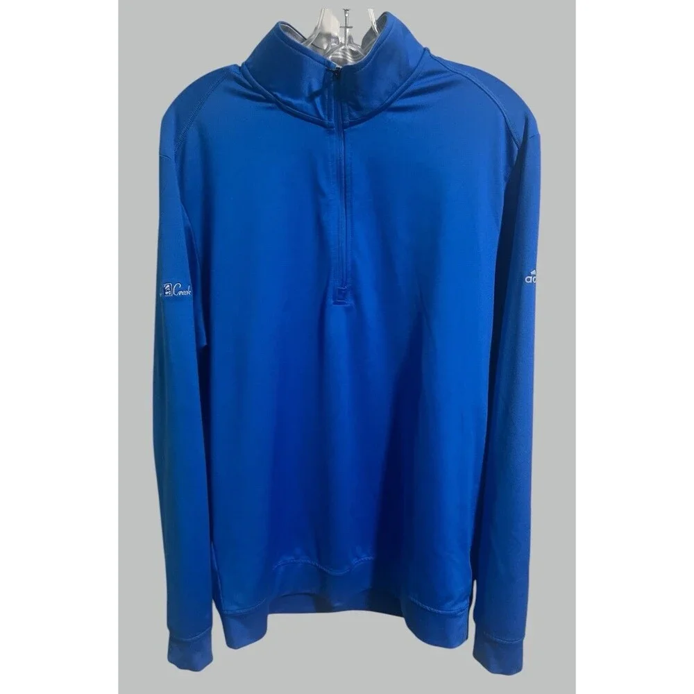 Adidas Shirt Men’s M Blue Quarter Zip Pullover Long Sleeve Golf Training